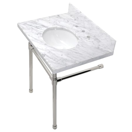 Fauceture KVPB30M86ST Dreyfuss 30" Console Sink Set, Marble White/Polished Nickel KVPB30M86ST